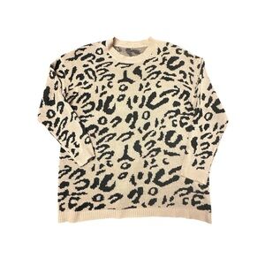 Oversized Animal Print Pullover Sweater - XL